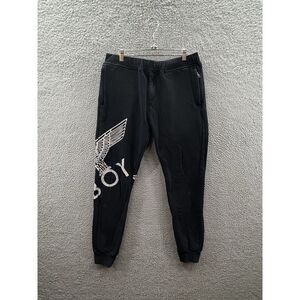 Boy London White Eagle Logo Print Black Sweatpants Joggers Size Large